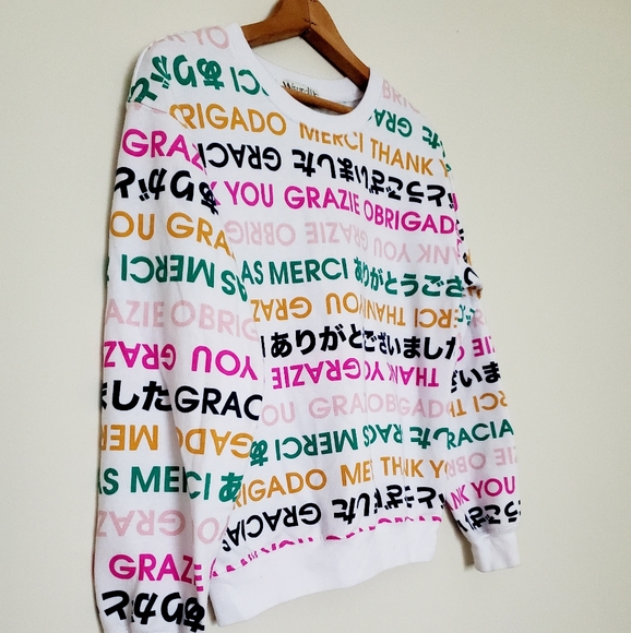 Wound Up white pullover Thank You sweatshirt - Picture 2 of 4